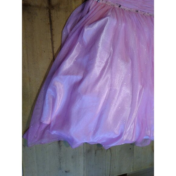 Jovani Pink Prom Dress Womens Sz 2 Mermaid Shoulder Straps Rhinestones Netting - Picture 4 of 15